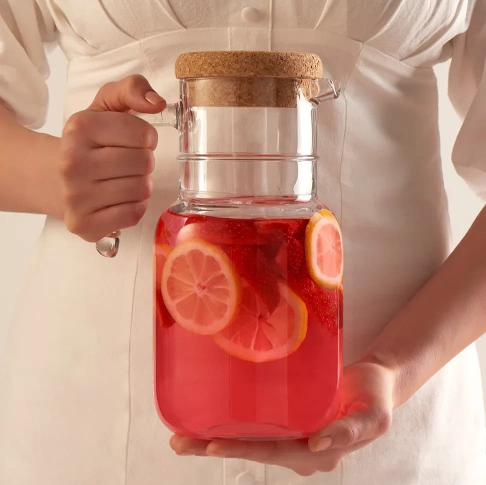 ابريق  زجاجي 1500 مل بغطاء خشبي ماركة باشابهجة Pasabahce Glass Jug