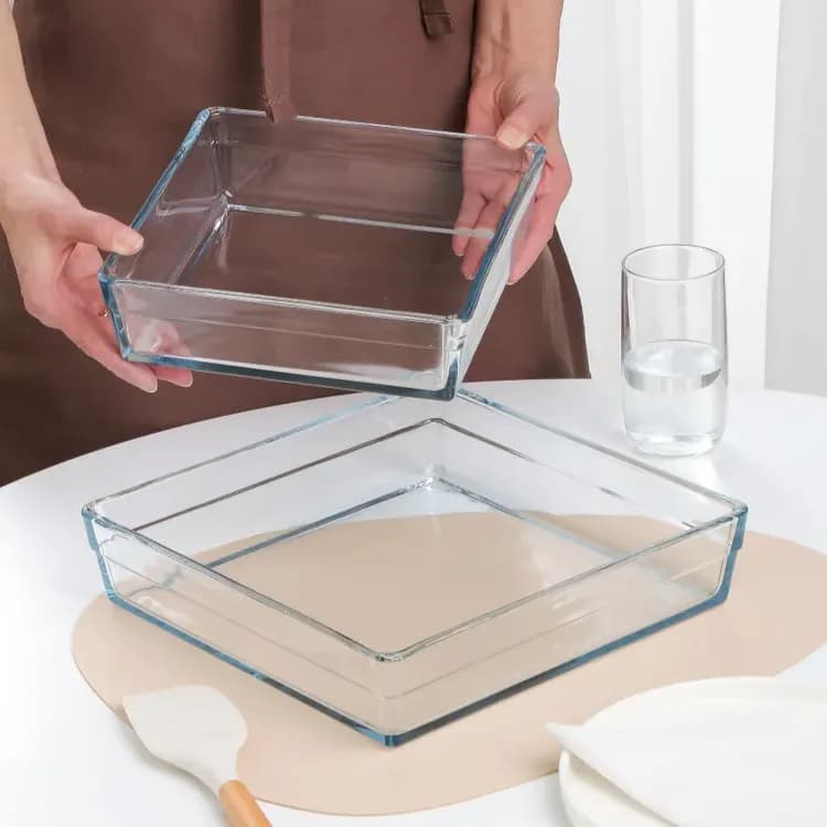 سيت بايركس حراري مربع قطعتين من ماركة بوركام Borcam Pyrex Mold Set - Image 2