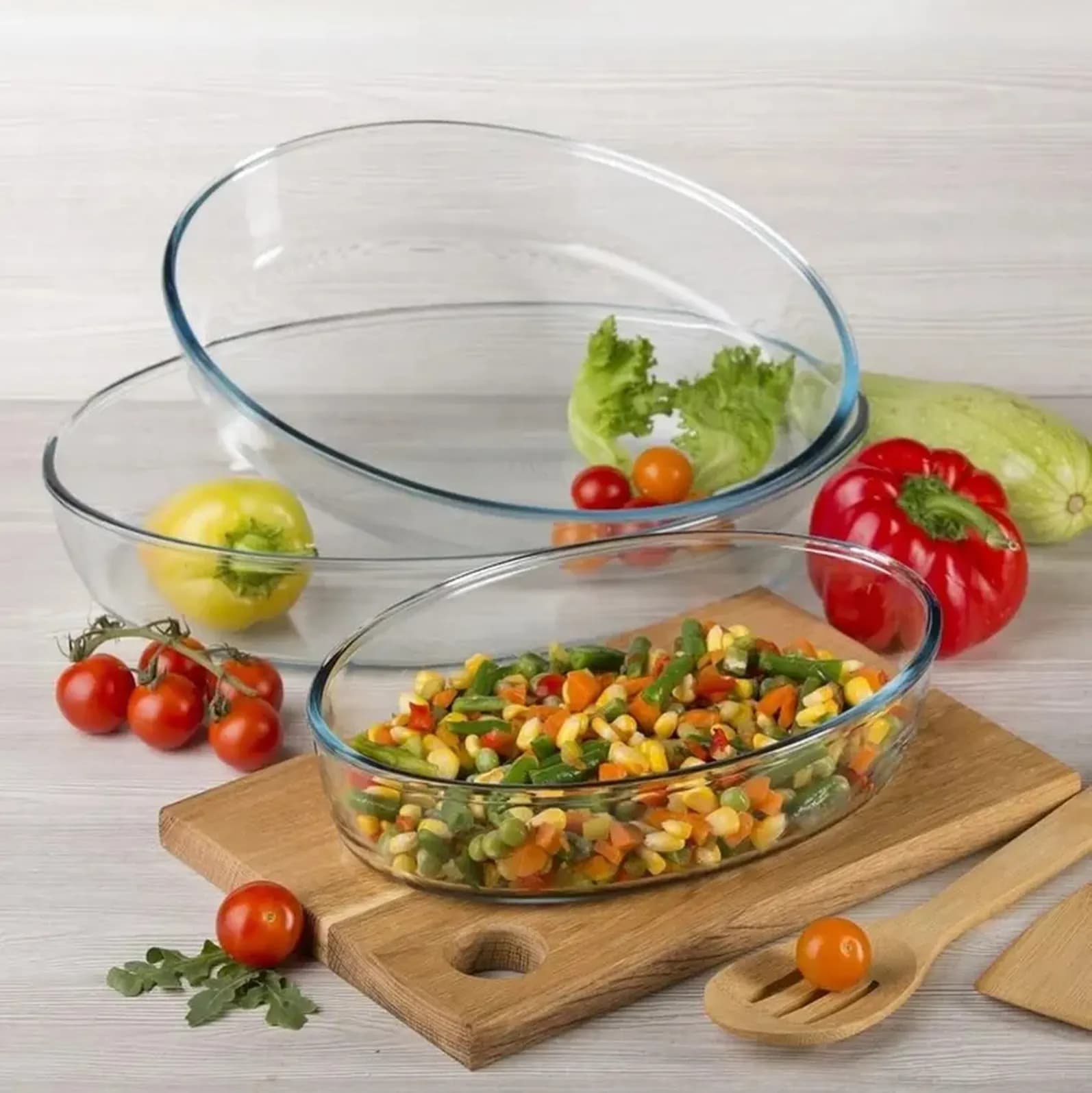 سيت بايركس حراري بيضوي 3 قطع من ماركة بوركام Borcam Pyrex Mold Set