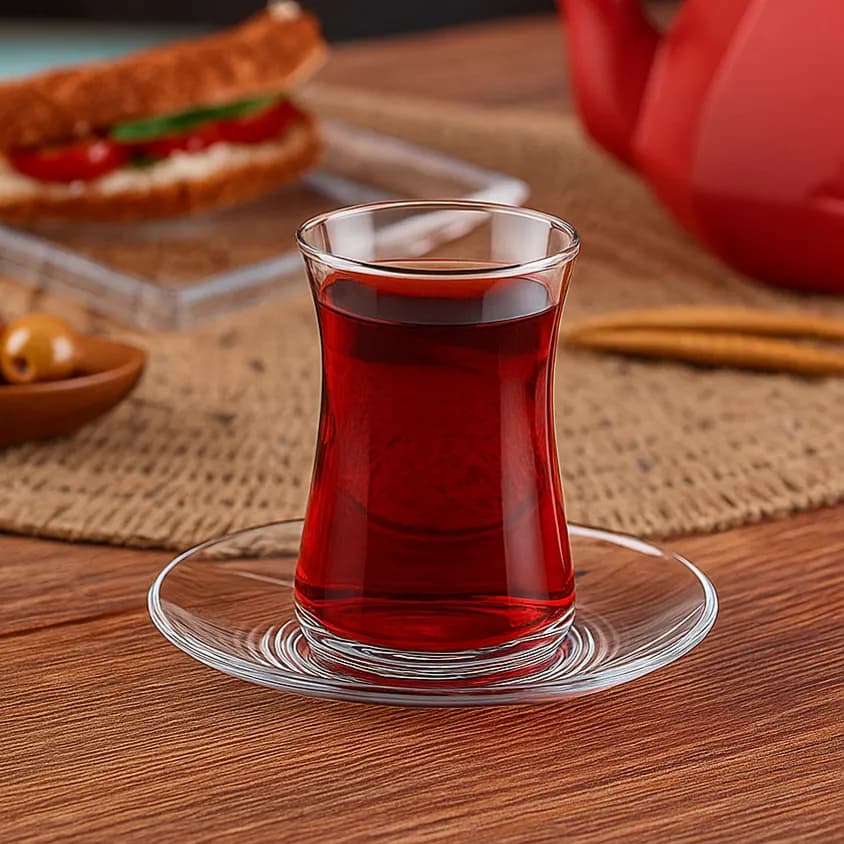 سيت استكان زجاجي 6 قطع من ماركة باشابهجة Pasabahce Glass Tea Set