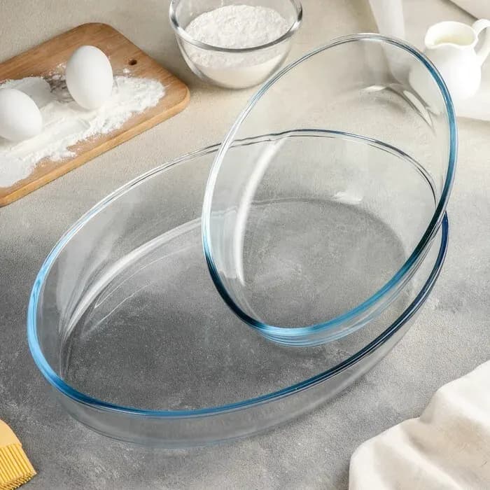 سيت قالب بايركس حراري بيضوي 2 قطع من ماركة بوركام BORCAM Pyrex Oval Set