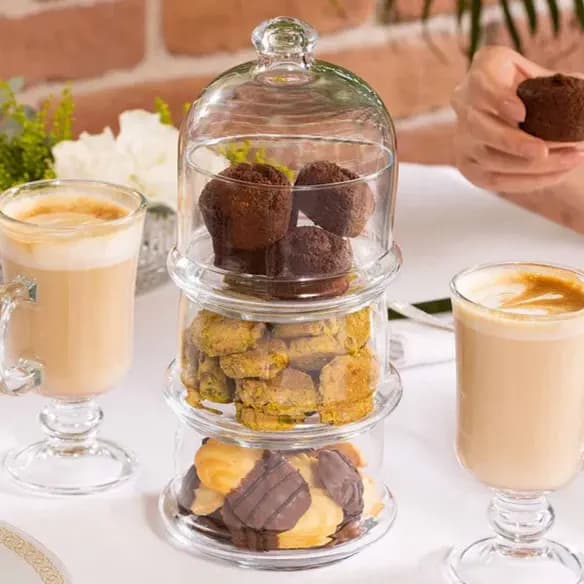 حافظة حلوى زجاجية بثلاث طبقات من ماركة باشابهجة Pasabahce Glass Candy Container