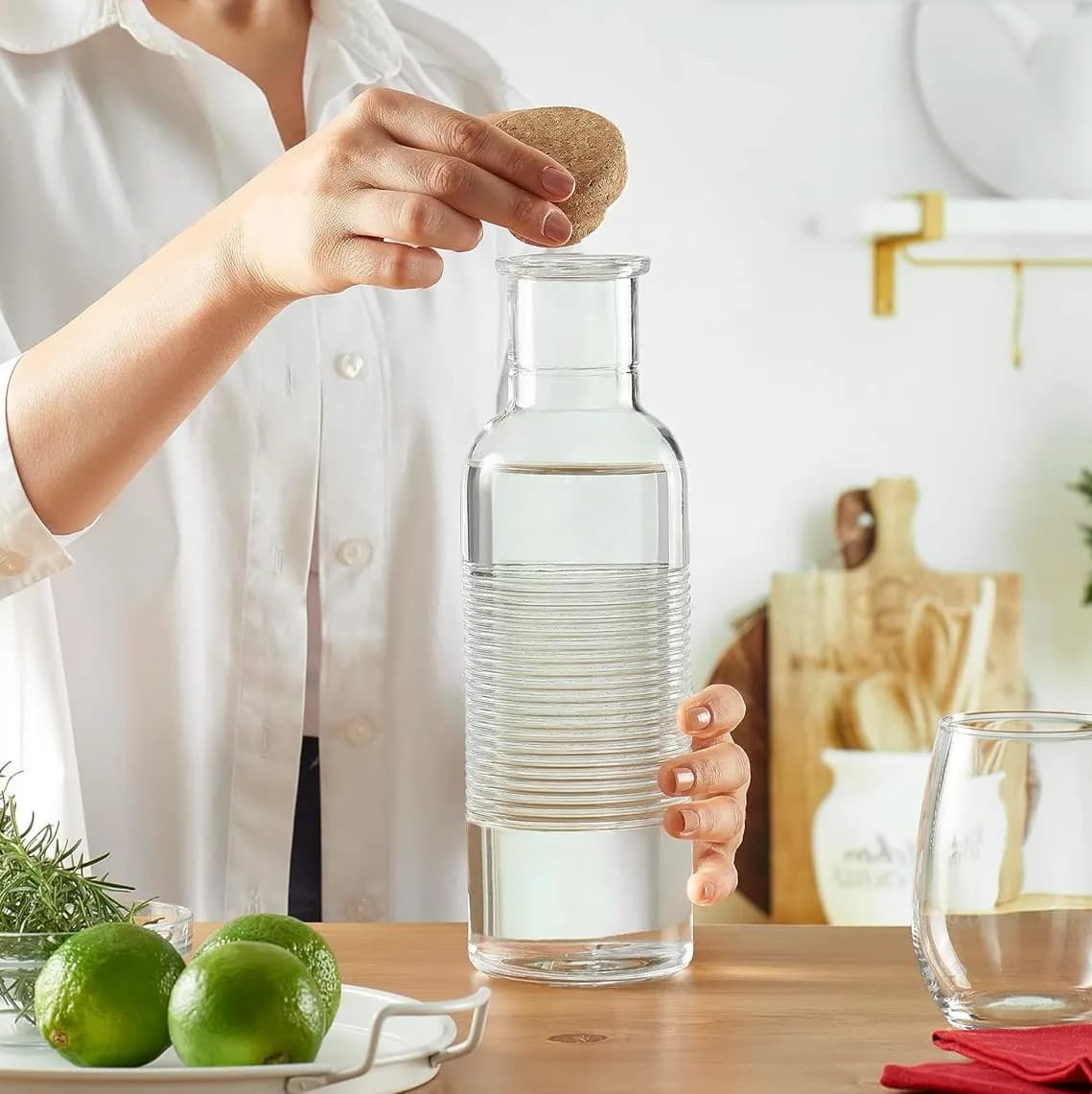 قارورة  زجاجية 1070 مل بغطاء خشبي ماركة باشابهجة Pasabahce Glass Bottle Pasabahce Glass Bottle