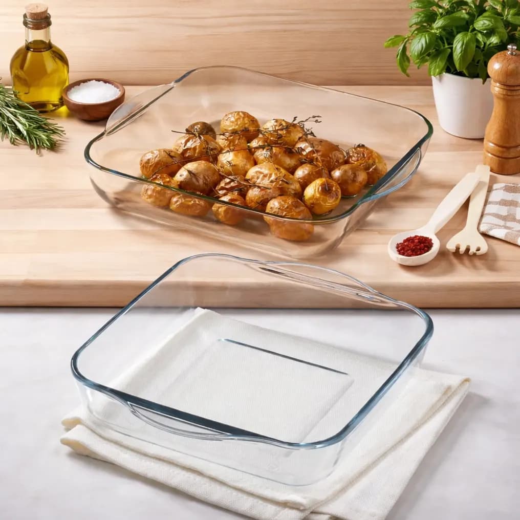 سيت بايركس حراري مربع قطعتين من ماركة بوركام Borcam Pyrex Mold Set