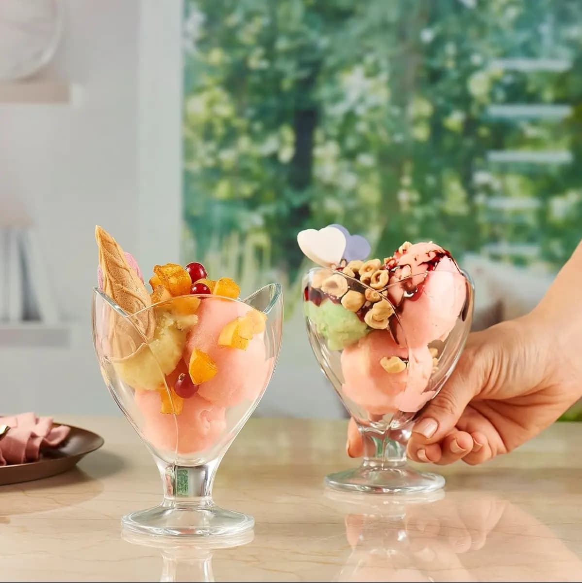 سيت وعاء ايس كريم زجاجي 2 قطع ماركة باشابهجة Pasabahce Ice Cream Bowl Set